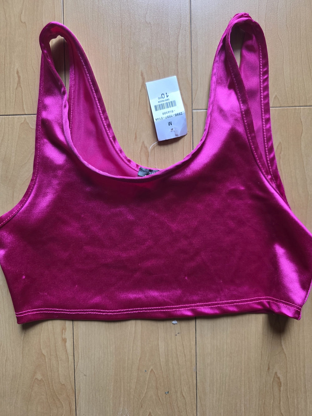 Women’s Hot Pink Satin Crop Tank Top - Brand Unknown